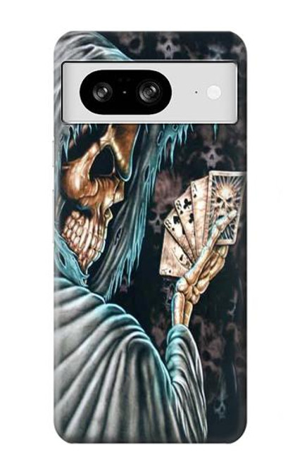 W0748 Poker mort Faucheuse Etui Coque Housse et Flip Housse Cuir pour Google Pixel 8