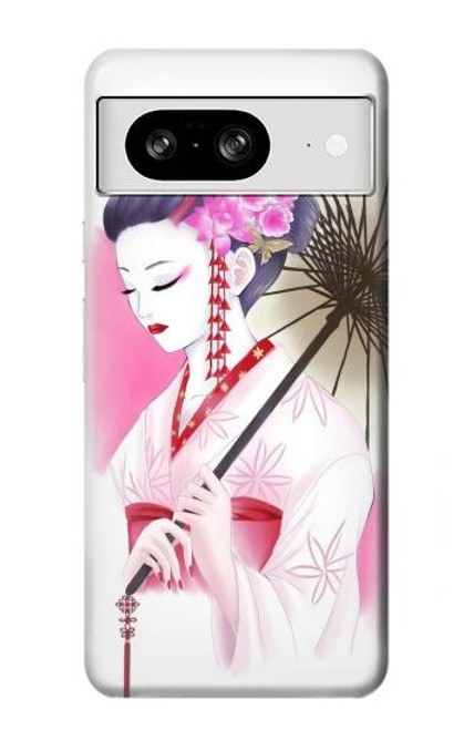 W2579 Traditionnelle japonaise Geisha Kimono Etui Coque Housse et Flip Housse Cuir pour Google Pixel 8