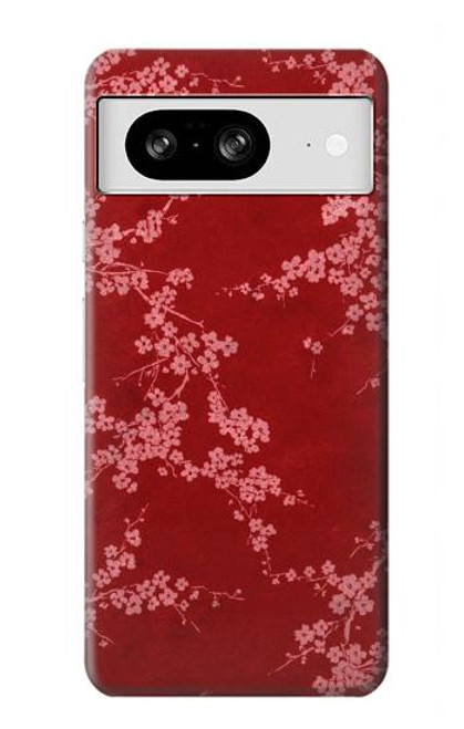 W3817 Motif de fleurs de cerisier floral rouge Etui Coque Housse et Flip Housse Cuir pour Google Pixel 8