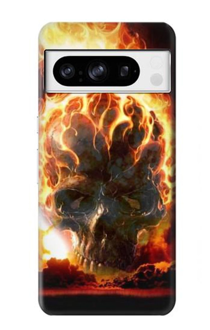 W0863 De feu crâne Etui Coque Housse et Flip Housse Cuir pour Google Pixel 8 pro