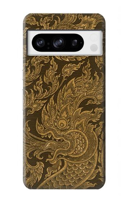 W3382 Art de la peinture thaïlandaise Naga Etui Coque Housse et Flip Housse Cuir pour Google Pixel 8 pro