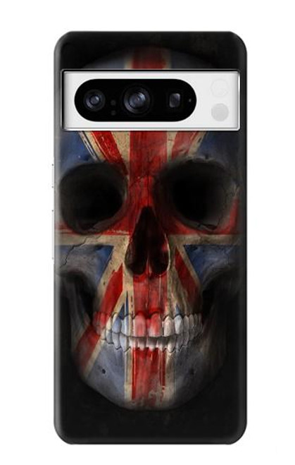 W3848 Crâne de drapeau du Royaume-Uni Etui Coque Housse et Flip Housse Cuir pour Google Pixel 8 pro