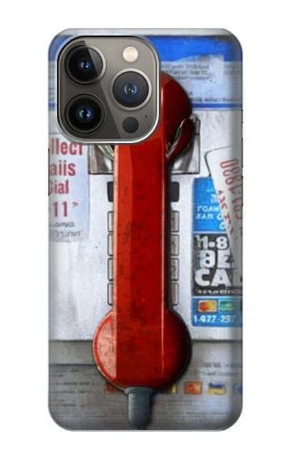 W3925 Collage Téléphone Public Vintage Etui Coque Housse et Flip Housse Cuir pour iPhone 14 Pro