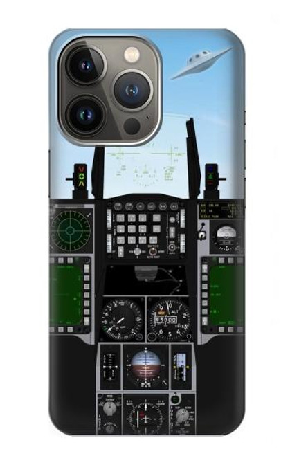 W3933 Avion de chasse OVNI Etui Coque Housse et Flip Housse Cuir pour iPhone 13 Pro Max