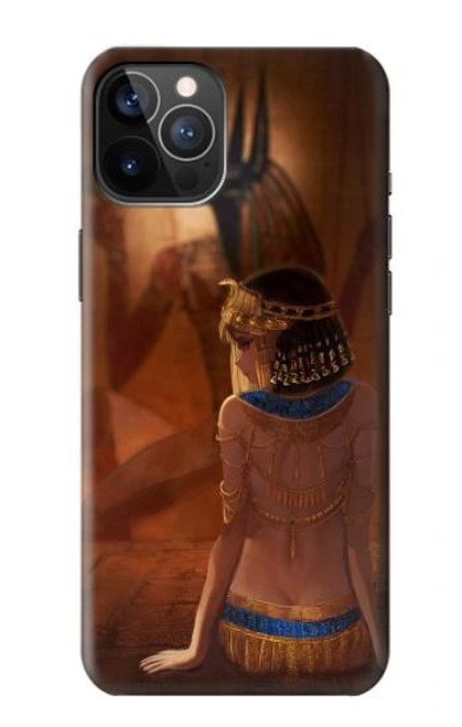 W3919 La reine égyptienne Cléopâtre Anubis Etui Coque Housse et Flip Housse Cuir pour iPhone 12, iPhone 12 Pro