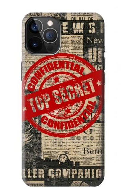 W3937 Texte Top Secret Art Vintage Etui Coque Housse et Flip Housse Cuir pour iPhone 12, iPhone 12 Pro