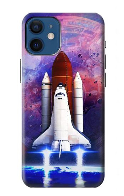 W3913 Navette spatiale nébuleuse colorée Etui Coque Housse et Flip Housse Cuir pour iPhone 12 mini