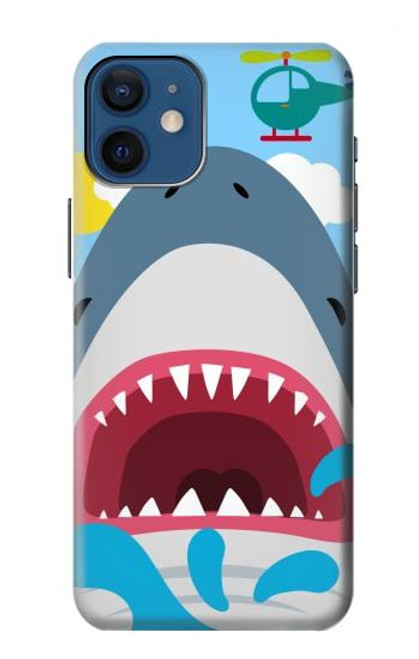 W3947 Caricature d'hélicoptère de requin Etui Coque Housse et Flip Housse Cuir pour iPhone 12 mini