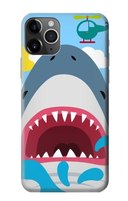 W3947 Caricature d'hélicoptère de requin Etui Coque Housse et Flip Housse Cuir pour iPhone 11 Pro