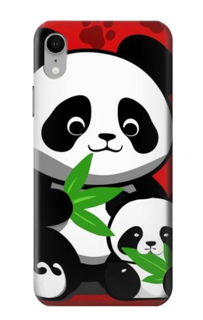 W3929 Panda mignon mangeant du bambou Etui Coque Housse et Flip Housse Cuir pour iPhone XR