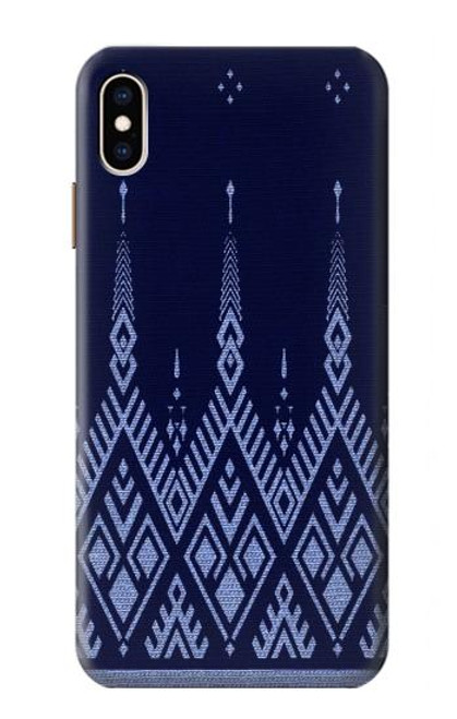 W3950 Motif textile thaïlandais bleu Etui Coque Housse et Flip Housse Cuir pour iPhone XS Max