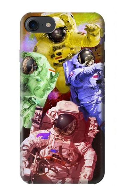 W3914 Galaxie colorée de costume d'astronaute de nébuleuse Etui Coque Housse et Flip Housse Cuir pour iPhone 7, iPhone 8, iPhone SE (2020) (2022)