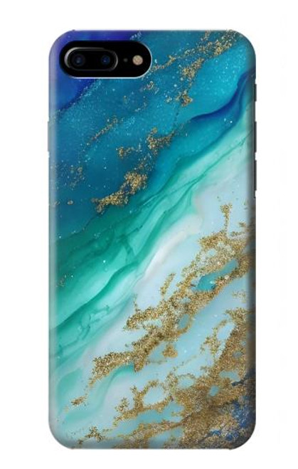 W3920 Couleur bleu océan abstrait émeraude mélangée Etui Coque Housse et Flip Housse Cuir pour iPhone 7 Plus, iPhone 8 Plus