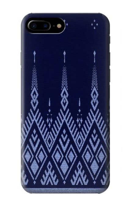 W3950 Motif textile thaïlandais bleu Etui Coque Housse et Flip Housse Cuir pour iPhone 7 Plus, iPhone 8 Plus