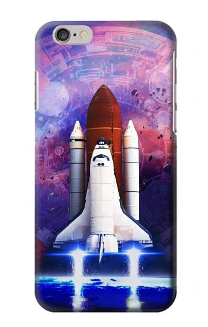 W3913 Navette spatiale nébuleuse colorée Etui Coque Housse et Flip Housse Cuir pour iPhone 6 Plus, iPhone 6s Plus
