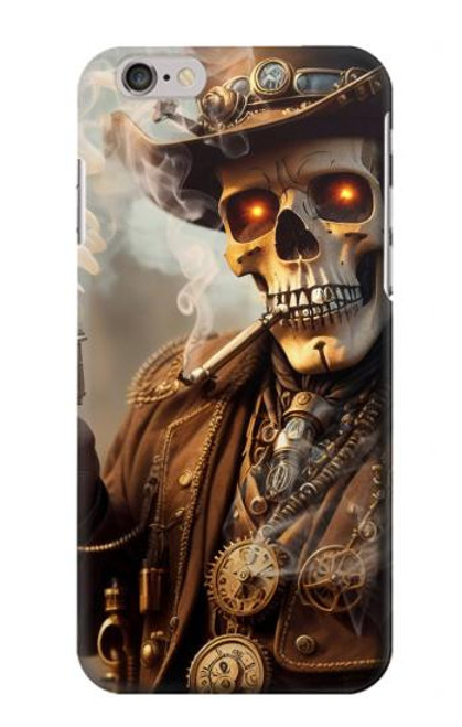 W3949 Crâne Steampunk Fumer Etui Coque Housse et Flip Housse Cuir pour iPhone 6 Plus, iPhone 6s Plus