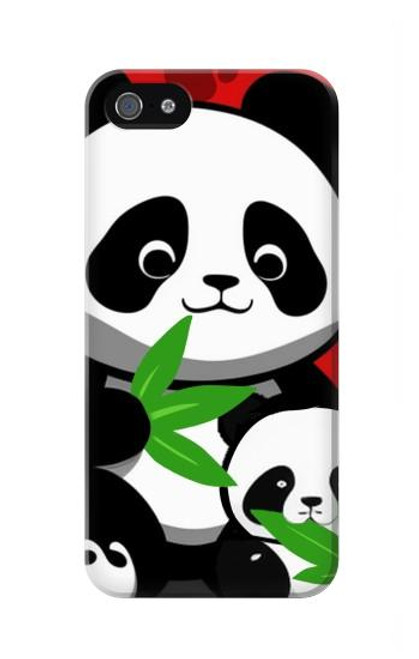 W3929 Panda mignon mangeant du bambou Etui Coque Housse et Flip Housse Cuir pour iPhone 5 5S SE