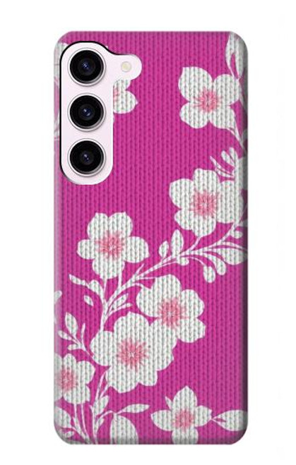 W3924 Fond rose fleur de cerisier Etui Coque Housse et Flip Housse Cuir pour Samsung Galaxy S23