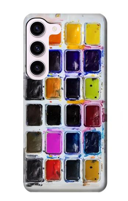 W3956 Graphique de boîte à palette aquarelle Etui Coque Housse et Flip Housse Cuir pour Samsung Galaxy S23