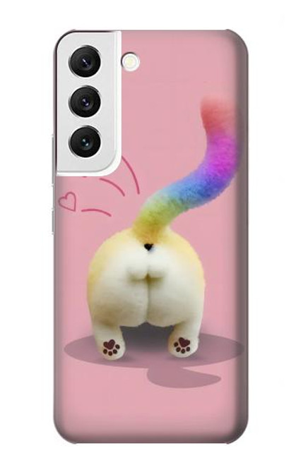 W3923 Queue d'arc-en-ciel de fond de chat Etui Coque Housse et Flip Housse Cuir pour Samsung Galaxy S22