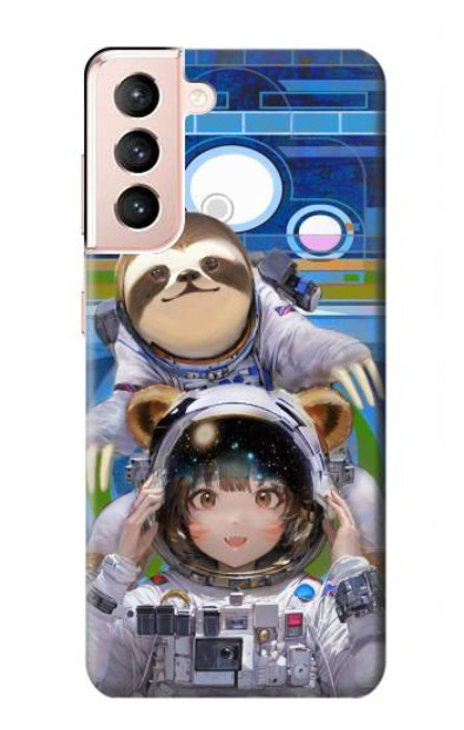 W3915 Costume d'astronaute paresseux pour bébé fille raton laveur Etui Coque Housse et Flip Housse Cuir pour Samsung Galaxy S21 5G