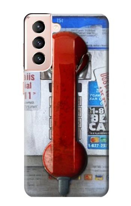 W3925 Collage Téléphone Public Vintage Etui Coque Housse et Flip Housse Cuir pour Samsung Galaxy S21 5G