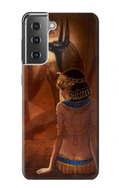 W3919 La reine égyptienne Cléopâtre Anubis Etui Coque Housse et Flip Housse Cuir pour Samsung Galaxy S21 Plus 5G, Galaxy S21+ 5G