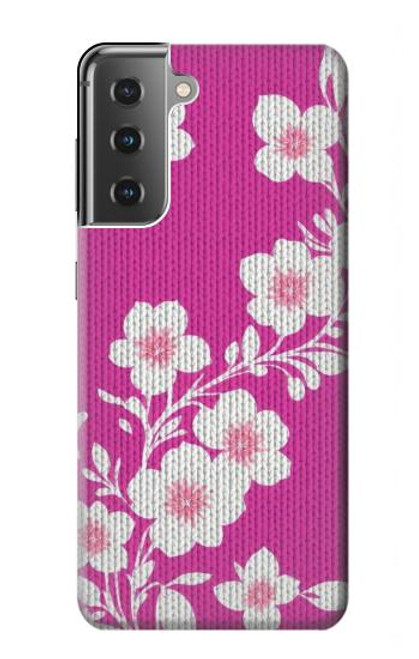 W3924 Fond rose fleur de cerisier Etui Coque Housse et Flip Housse Cuir pour Samsung Galaxy S21 Plus 5G, Galaxy S21+ 5G