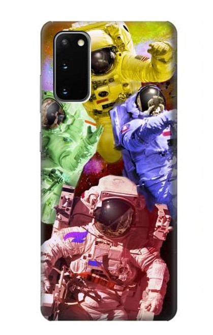 W3914 Galaxie colorée de costume d'astronaute de nébuleuse Etui Coque Housse et Flip Housse Cuir pour Samsung Galaxy S20