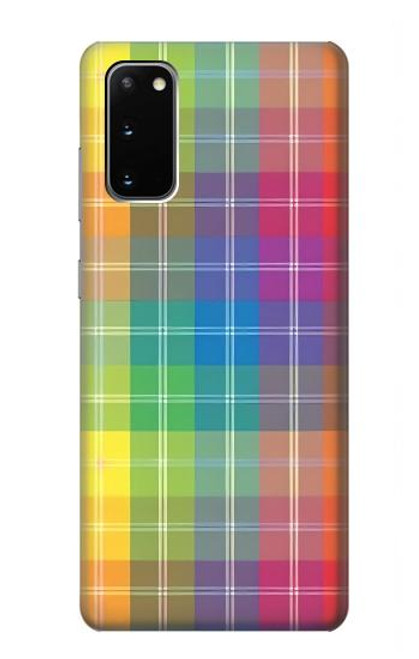 W3942 Tartan à carreaux arc-en-ciel LGBTQ Etui Coque Housse et Flip Housse Cuir pour Samsung Galaxy S20