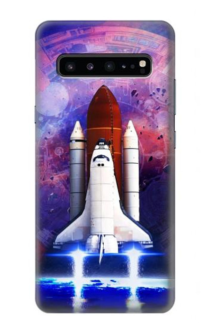 W3913 Navette spatiale nébuleuse colorée Etui Coque Housse et Flip Housse Cuir pour Samsung Galaxy S10 5G