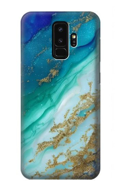 W3920 Couleur bleu océan abstrait émeraude mélangée Etui Coque Housse et Flip Housse Cuir pour Samsung Galaxy S9 Plus