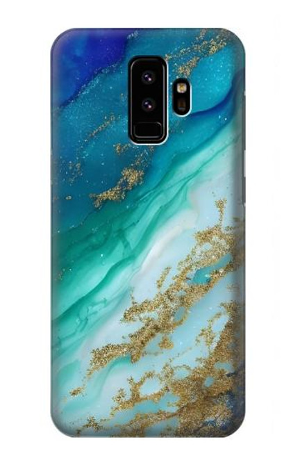 W3920 Couleur bleu océan abstrait émeraude mélangée Etui Coque Housse et Flip Housse Cuir pour Samsung Galaxy S9