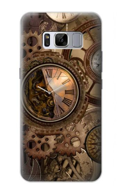 W3927 Boussole Horloge Gage Steampunk Etui Coque Housse et Flip Housse Cuir pour Samsung Galaxy S8 Plus