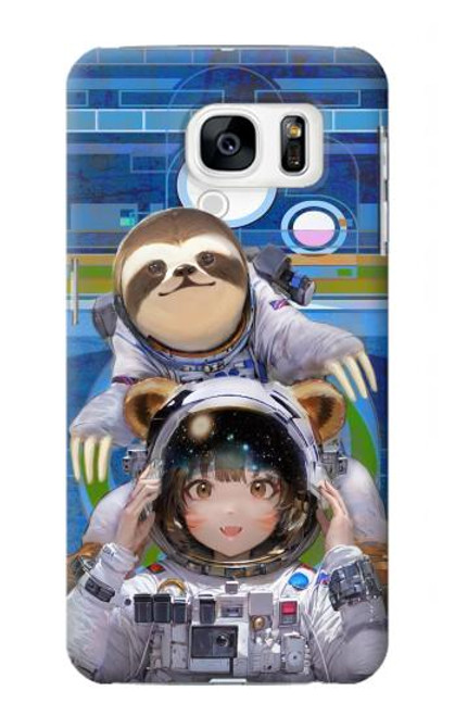 W3915 Costume d'astronaute paresseux pour bébé fille raton laveur Etui Coque Housse et Flip Housse Cuir pour Samsung Galaxy S7