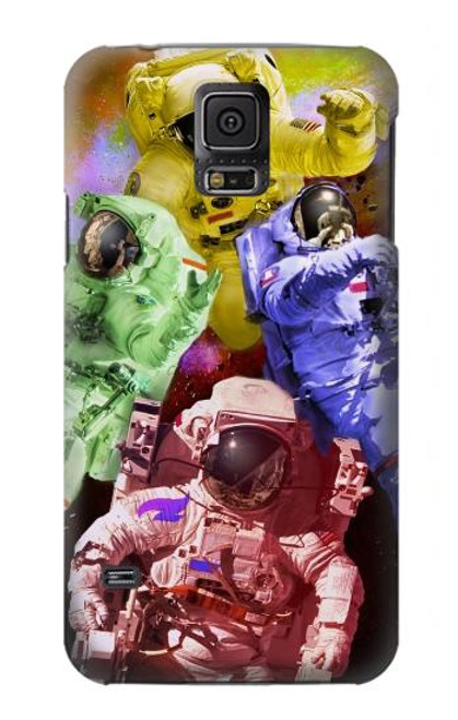 W3914 Galaxie colorée de costume d'astronaute de nébuleuse Etui Coque Housse et Flip Housse Cuir pour Samsung Galaxy S5