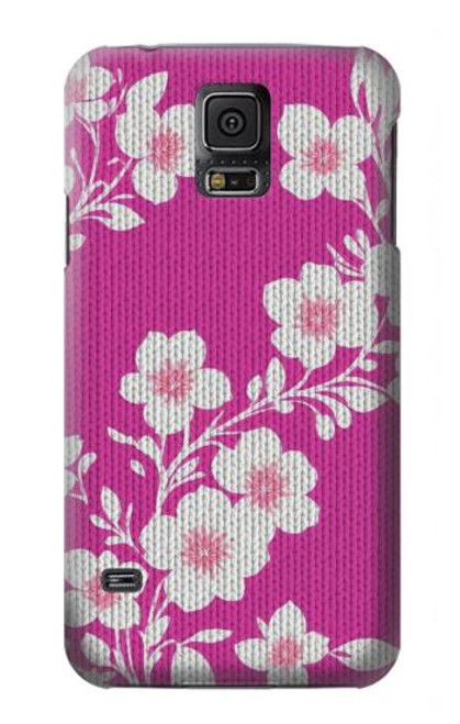 W3924 Fond rose fleur de cerisier Etui Coque Housse et Flip Housse Cuir pour Samsung Galaxy S5