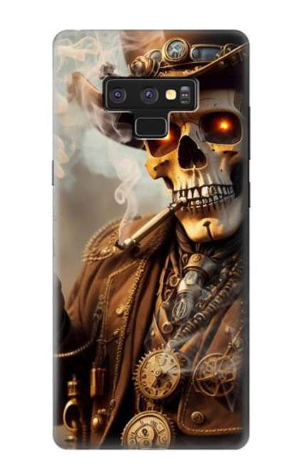 W3949 Crâne Steampunk Fumer Etui Coque Housse et Flip Housse Cuir pour Note 9 Samsung Galaxy Note9