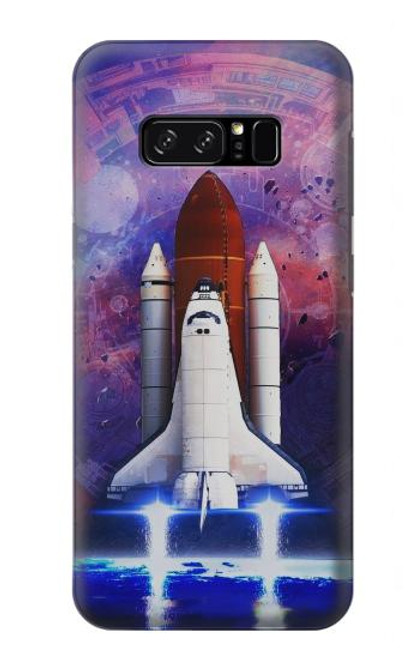 W3913 Navette spatiale nébuleuse colorée Etui Coque Housse et Flip Housse Cuir pour Note 8 Samsung Galaxy Note8