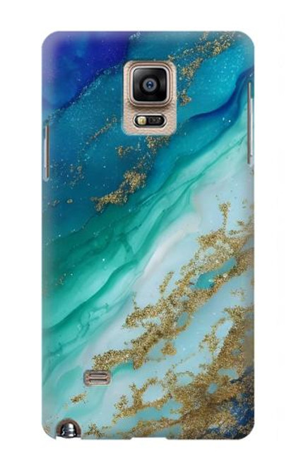 W3920 Couleur bleu océan abstrait émeraude mélangée Etui Coque Housse et Flip Housse Cuir pour Samsung Galaxy Note 4