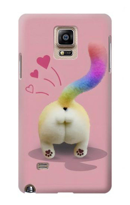 W3923 Queue d'arc-en-ciel de fond de chat Etui Coque Housse et Flip Housse Cuir pour Samsung Galaxy Note 4