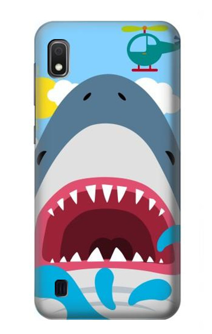 W3947 Caricature d'hélicoptère de requin Etui Coque Housse et Flip Housse Cuir pour Samsung Galaxy A10