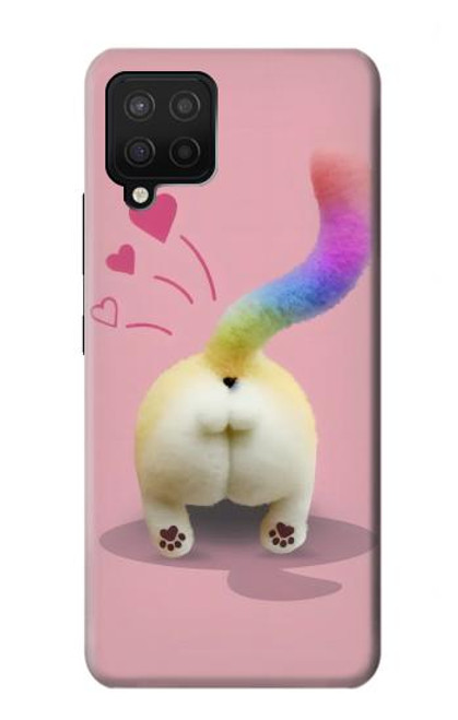 W3923 Queue d'arc-en-ciel de fond de chat Etui Coque Housse et Flip Housse Cuir pour Samsung Galaxy A12