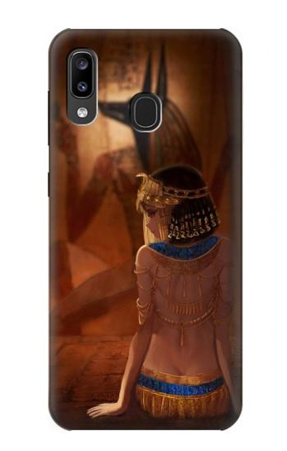 W3919 La reine égyptienne Cléopâtre Anubis Etui Coque Housse et Flip Housse Cuir pour Samsung Galaxy A20, Galaxy A30