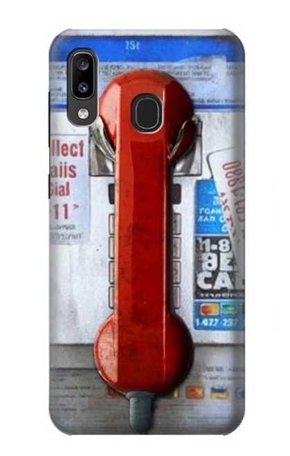 W3925 Collage Téléphone Public Vintage Etui Coque Housse et Flip Housse Cuir pour Samsung Galaxy A20, Galaxy A30