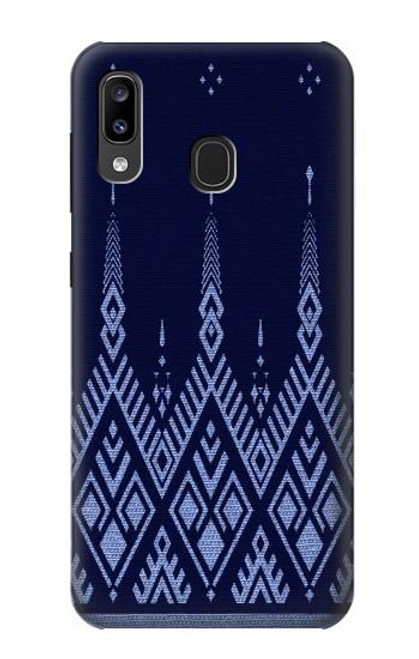 W3950 Motif textile thaïlandais bleu Etui Coque Housse et Flip Housse Cuir pour Samsung Galaxy A20, Galaxy A30
