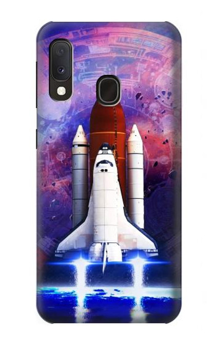 W3913 Navette spatiale nébuleuse colorée Etui Coque Housse et Flip Housse Cuir pour Samsung Galaxy A20e