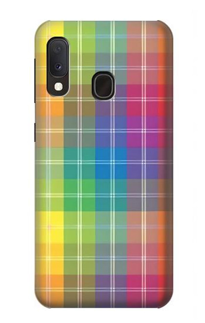 W3942 Tartan à carreaux arc-en-ciel LGBTQ Etui Coque Housse et Flip Housse Cuir pour Samsung Galaxy A20e