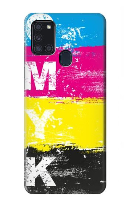 W3930 Clé jaune cyan magenta Etui Coque Housse et Flip Housse Cuir pour Samsung Galaxy A21s