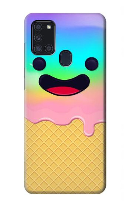 W3939 Sourire mignon de crème glacée Etui Coque Housse et Flip Housse Cuir pour Samsung Galaxy A21s